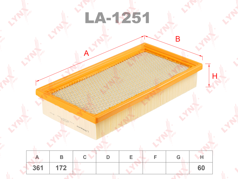 Фильтр воздушный LYNX LA-1251 / C 36 168
