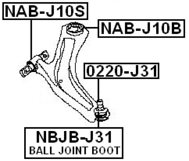 Сайлентблок переднего рычага задний FEBEST NAB-J10B