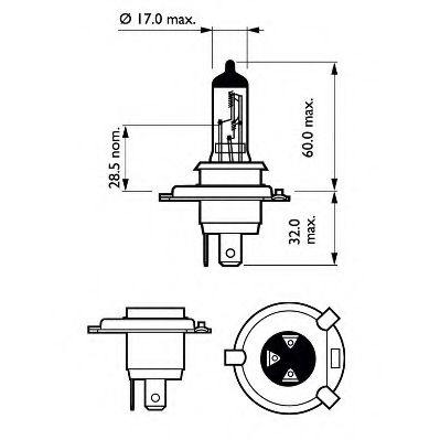 Автолампа PHILIPS 12342PRC1 H4 12V 60/55W