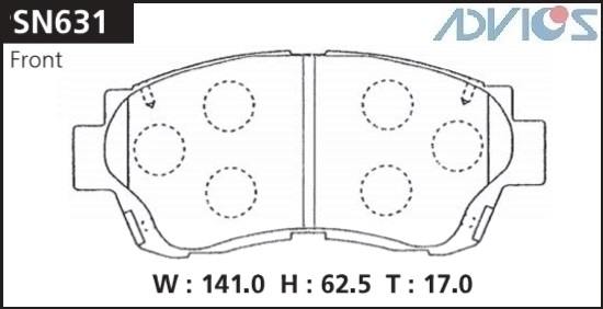 Колодки тормозные дисковые ADVICS SN631