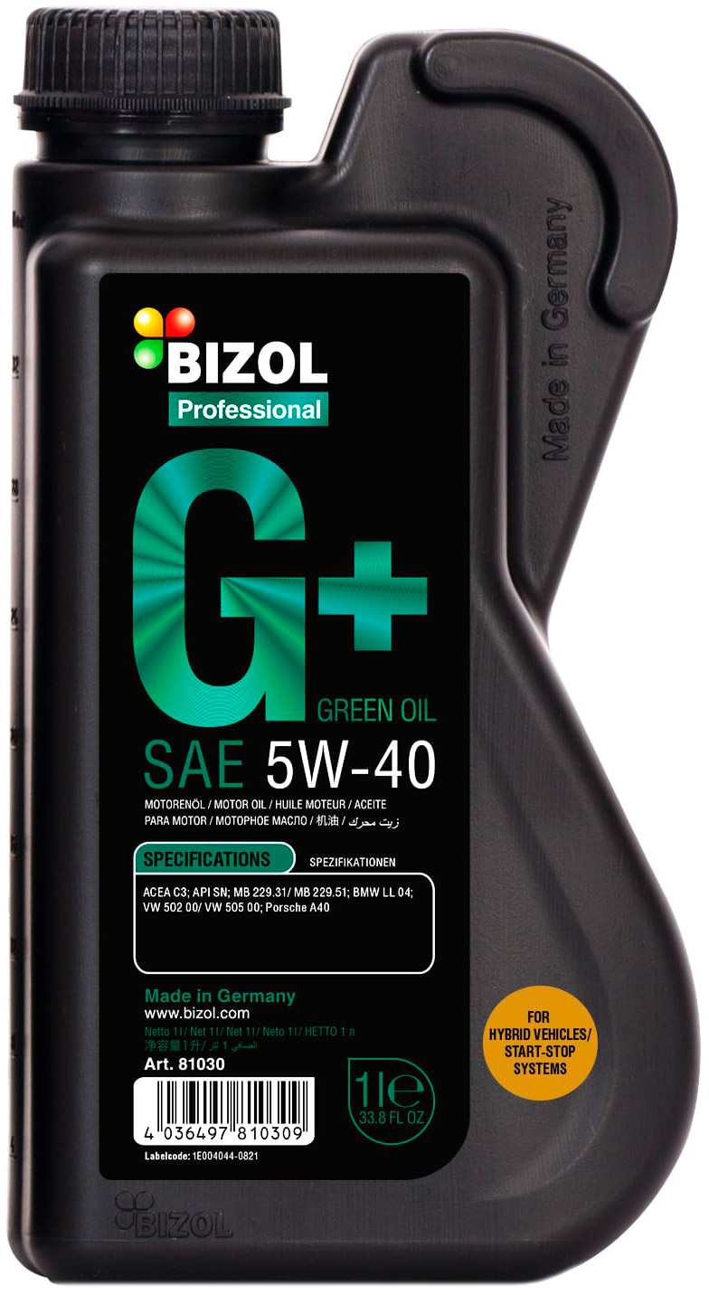 Моторное масло синтетическое BIZOL Green Oil+ 5W-40 1л