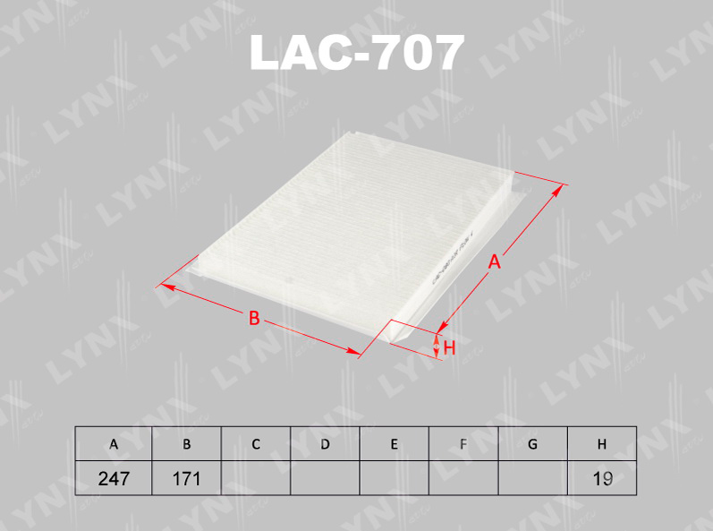 Фильтр салонный LYNX LAC-707 / CU 2532