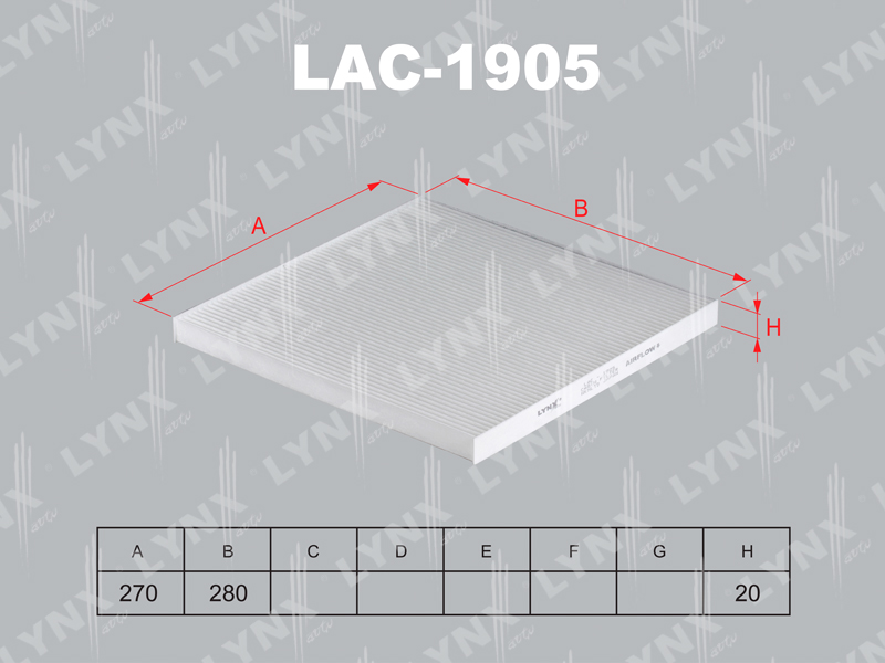 Фильтр салонный LYNX LAC-1905 / AC-209