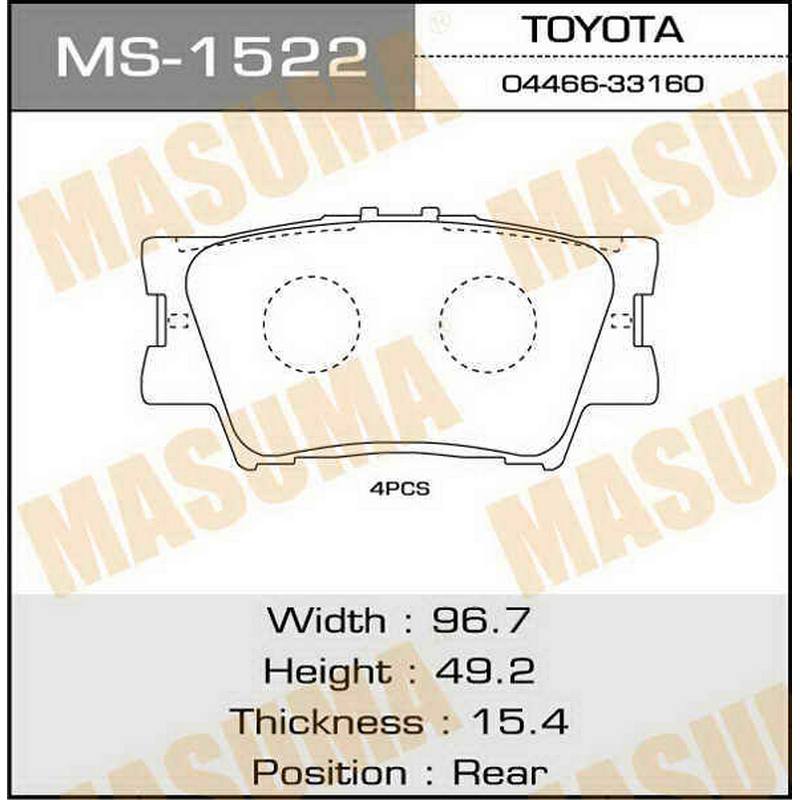 Колодки тормозные дисковые MASUMA MS-1522