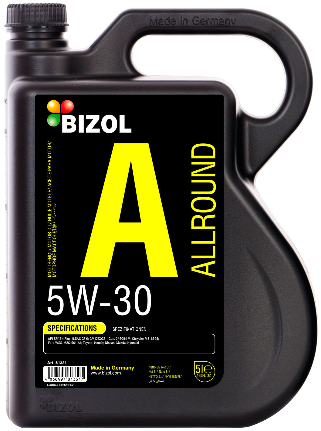 Моторное масло синтетическое BIZOL Allround 5W-30 5л