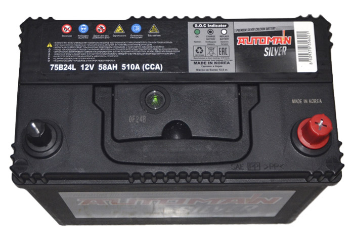 Аккумулятор ATOMAN SILVER 58Ач о/п 75B24L