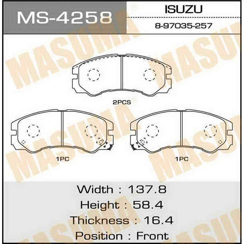 Колодки тормозные дисковые MASUMA MS-4258