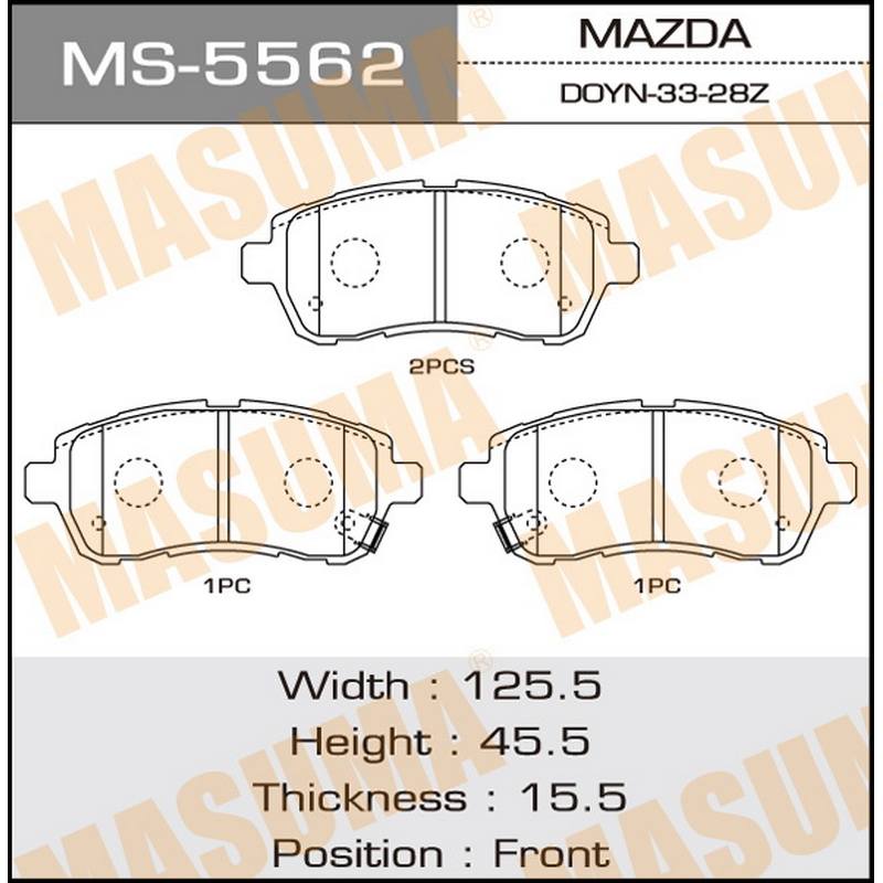 Колодки тормозные дисковые MASUMA MS-5562