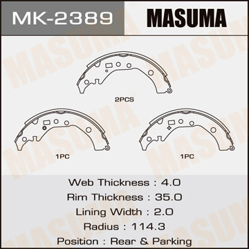 Колодки барабанные Masuma MK-2389