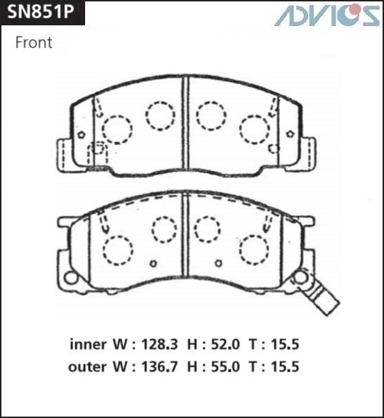 Колодки тормозные дисковые ADVICS SN851P