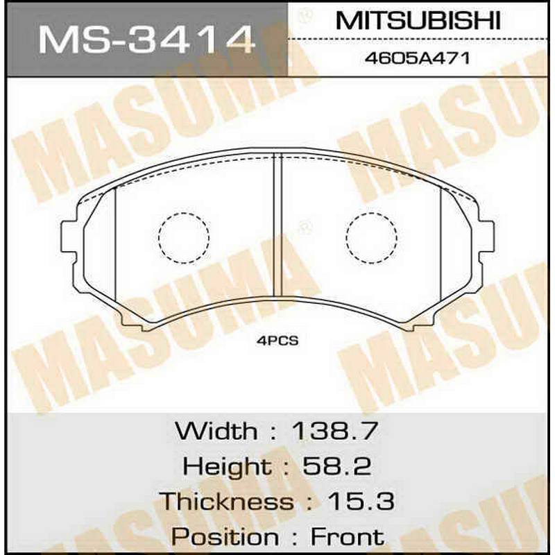 Колодки тормозные дисковые MASUMA MS-3414