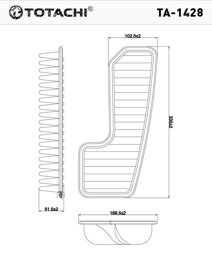 Фильтр воздушный TOTACHI TA-1428/А-195 TOYOTA 17801-70050