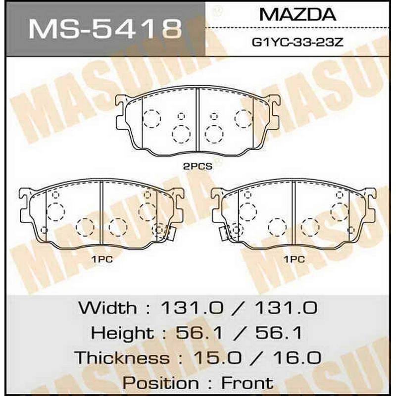 Колодки тормозные дисковые MASUMA MS-5418