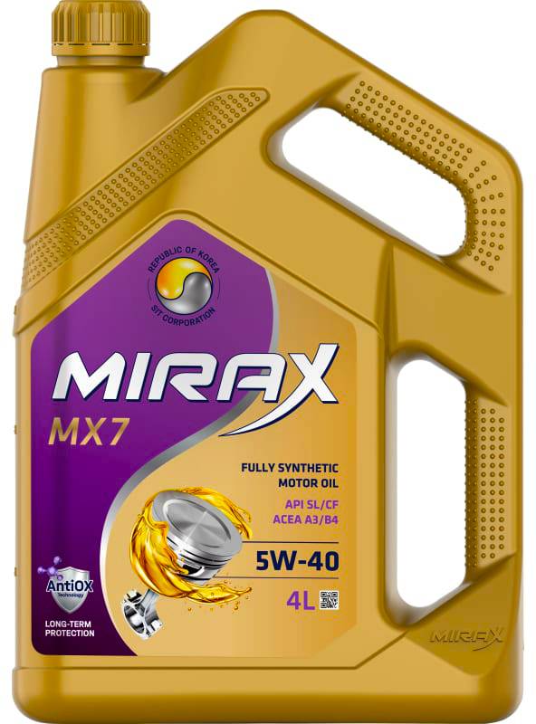 Моторное масло MIRAX MX7 5W40 A3/B4 SL/CF синтетика 4л