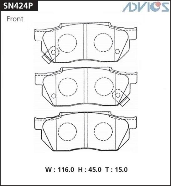 Колодки тормозные дисковые ADVICS SN424P