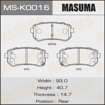 Колодки тормозные дисковые MASUMA MS-K0016