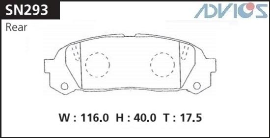 Колодки тормозные дисковые ADVICS SN293