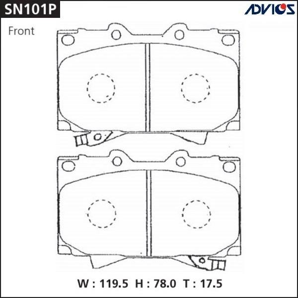 Колодки тормозные дисковые ADVICS SN101P