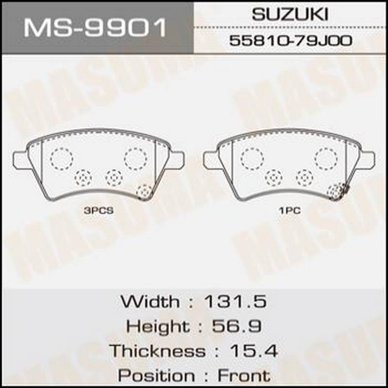 Колодки тормозные дисковые MASUMA MS-9901