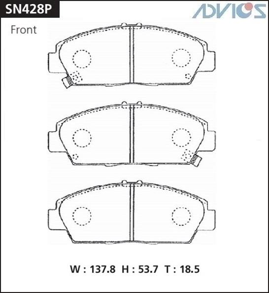 Колодки тормозные дисковые ADVICS SN428P