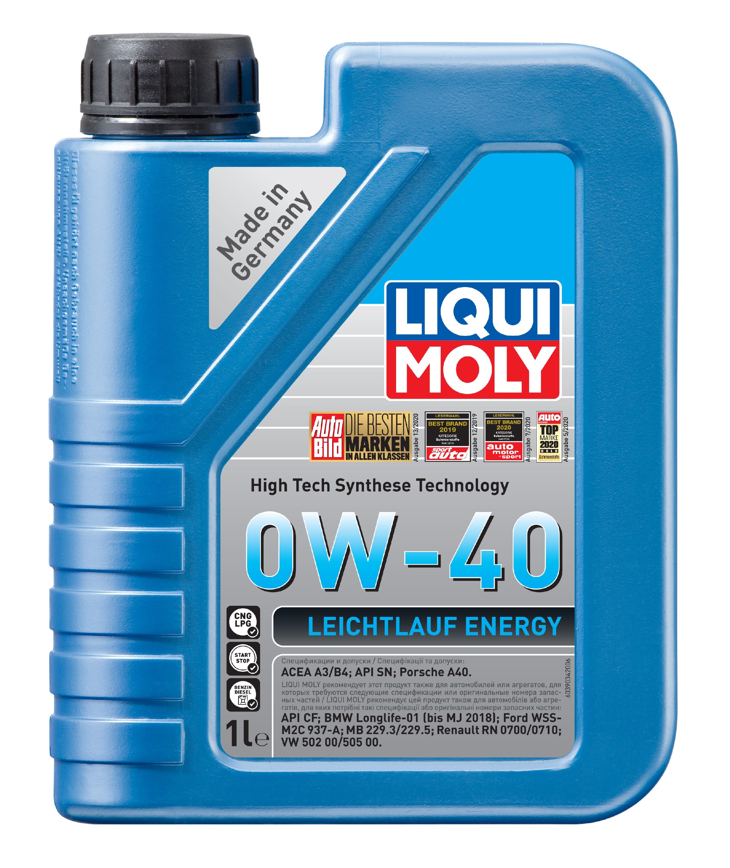 Масло моторное 39034 Liqui Moly LEICHTLAUF Energy 0W40 1л