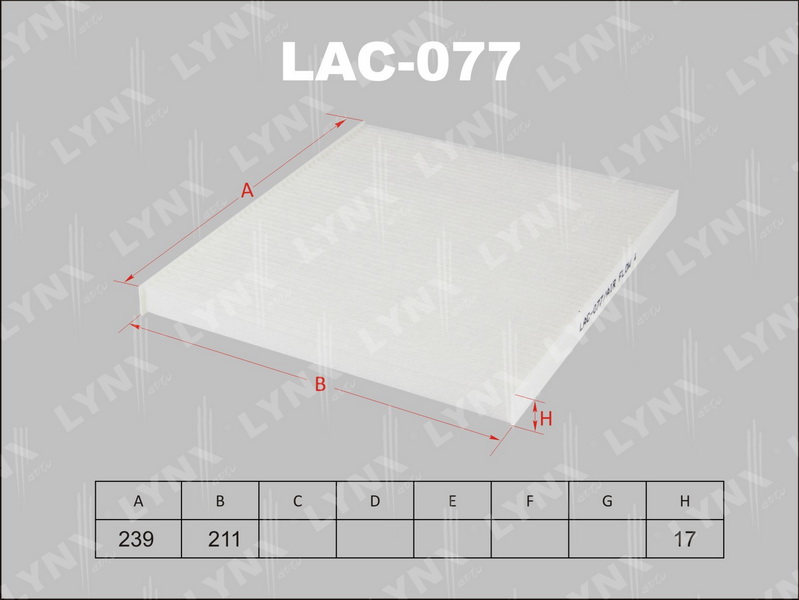 Фильтр салонный LYNX LAC-077 / CU 2434