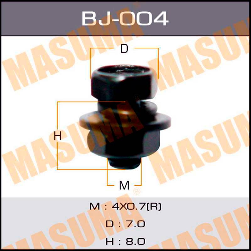 Крепёж Masuma BJ-004 болт с гайкой D4*L8