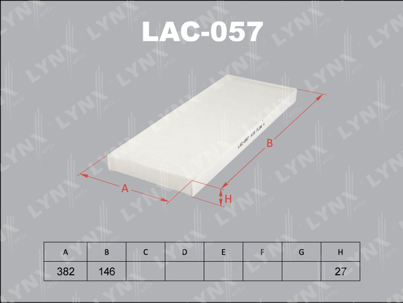 Фильтр салонный LYNX LAC-057 / CU 39 55