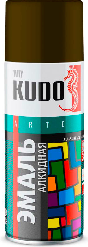 Аэрозольная краска в баллончике KUDO высокопрочная алкидная универсальная хаки 520 мл. KU-1005