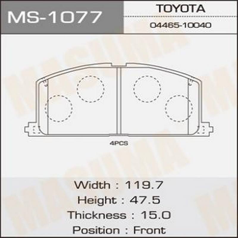 Колодки тормозные дисковые Masuma MS-1077