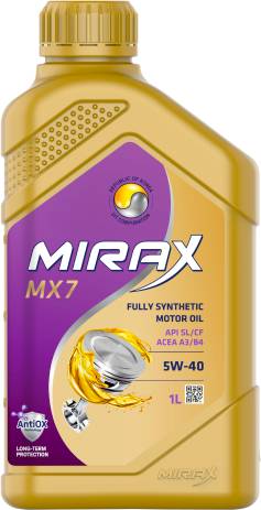 Моторное масло MIRAX MX7 5W40 A3/B4 SL/CF синтетика 1л