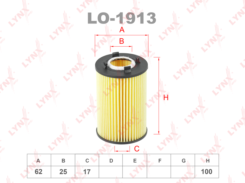 Фильтр очистки масла LYNX LO-1913 / OE0124 / 17218-03009