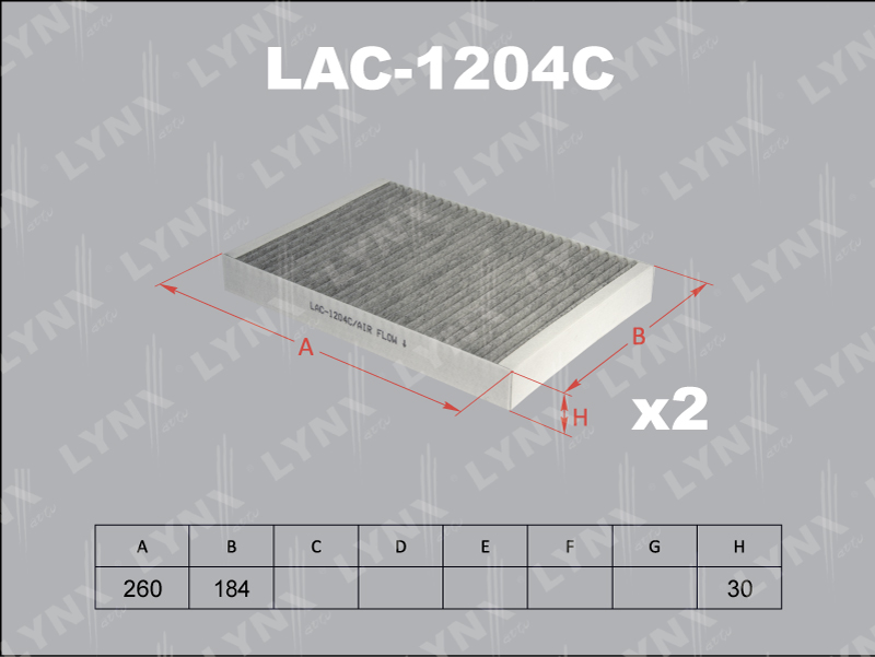 Фильтр салонный LYNX LAC-1204 / CUK 2722/2