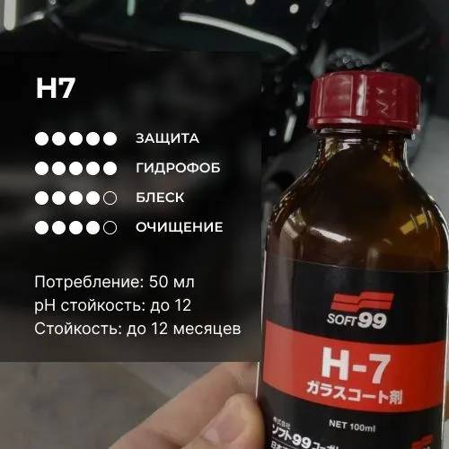 Полироль для кузова жидкое стекло Soft 99 H-7 Glass Coating, 100 мл.