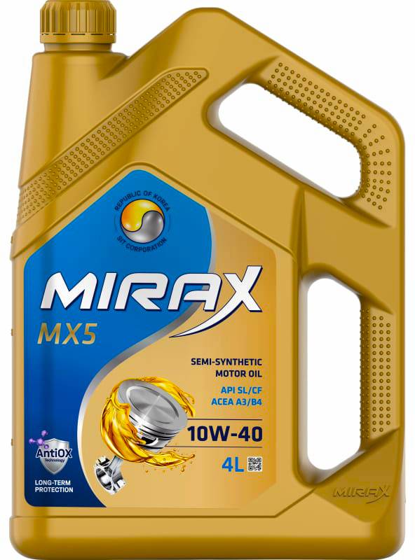 Моторное масло MIRAX MX5 10W40 A3/B4 SL/CF полусинтетика 4л