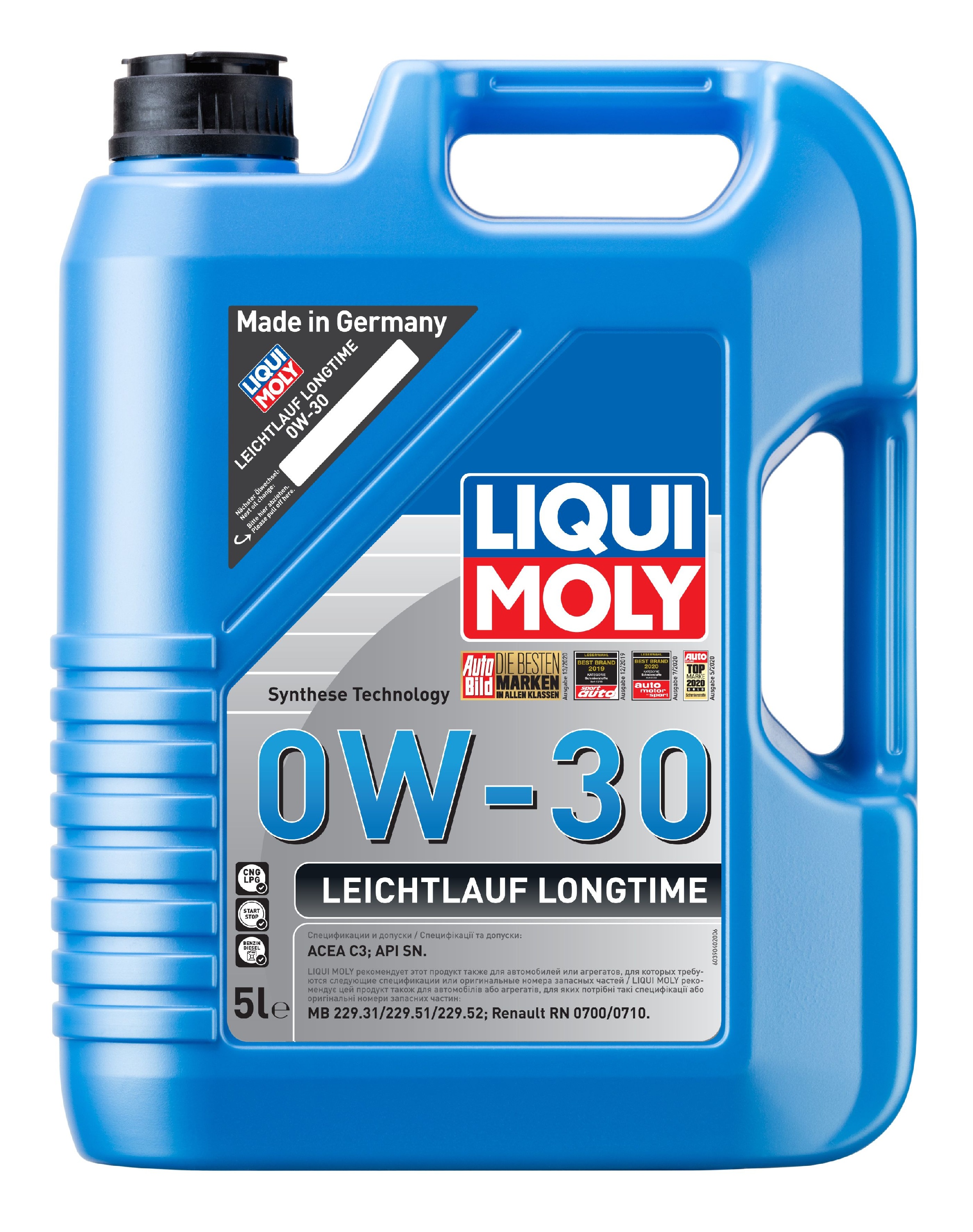 Масло моторное 39040 Liqui Moly Leichtlauf Longtime 0W-30 C3 5л