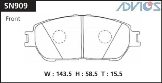 Колодки тормозные дисковые ADVICS SN909