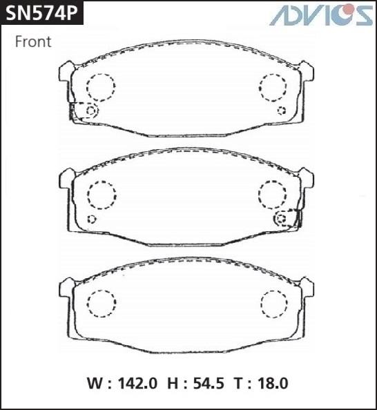 Колодки тормозные дисковые ADVICS SN574