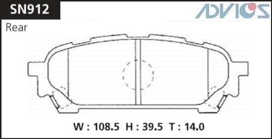 Колодки тормозные дисковые ADVICS SN912