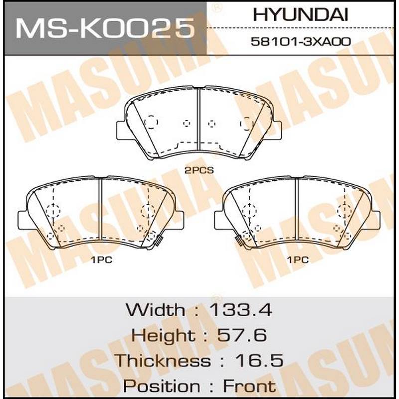 Колодки тормозные дисковые MASUMA MS-K0025