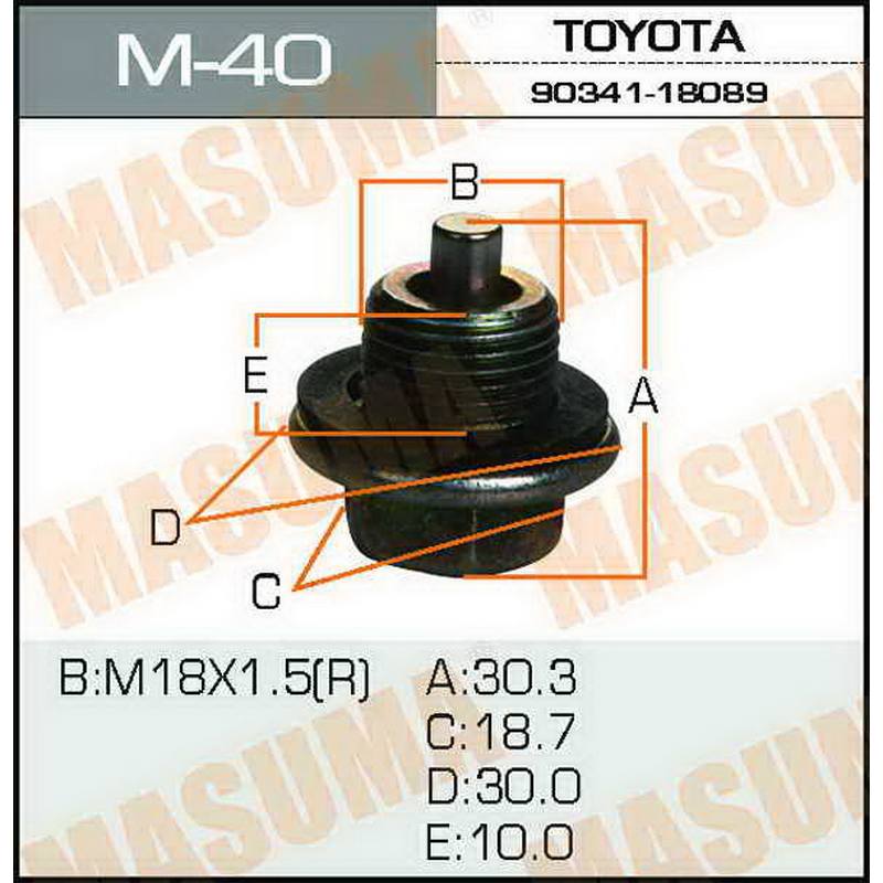 Болт маслосливной "Masuma" Toyota 18х1.5mm 2L, 3L, 1C, 2C, 1#B, 1G, 7M, 4S