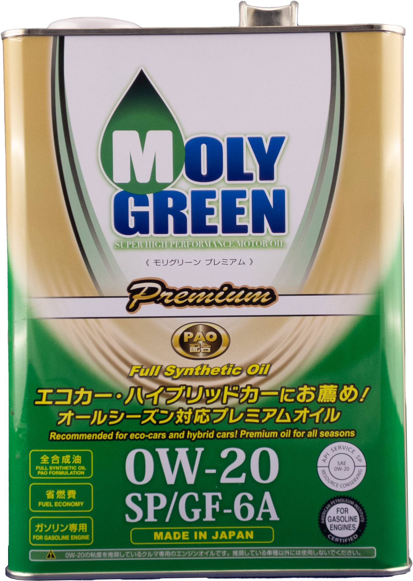 Моторное масло MOLY GREEN Premium 0w20 4л