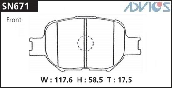 Колодки тормозные дисковые ADVICS SN671