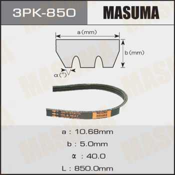 Ремень поликлиновый MASUMA 3PK-850