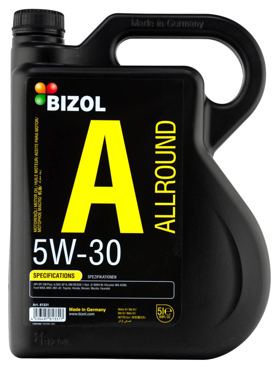 Моторное масло BIZOL Allround 5W30 SP/SN Plus GF-6A АКЦИЯ 5л по цене 4л
