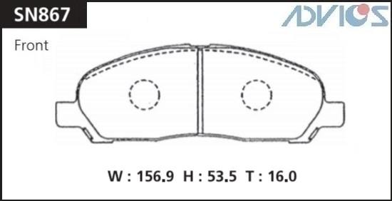 Колодки тормозные дисковые ADVICS SN867