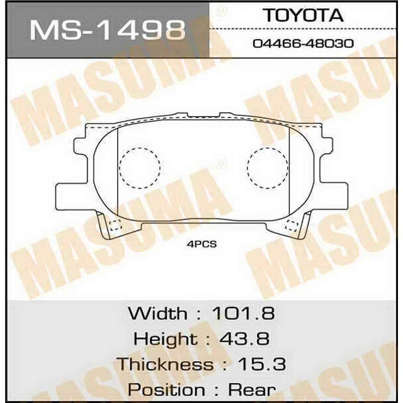 Колодки тормозные дисковые MASUMA MS-1498