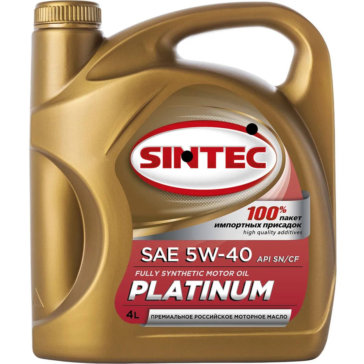 Масло моторное синтетическое Sintec Platinum SN/CF 5W-40, 4л акция 1л