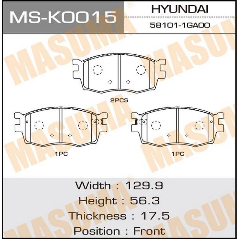 Колодки тормозные дисковые MASUMA MS-K0015