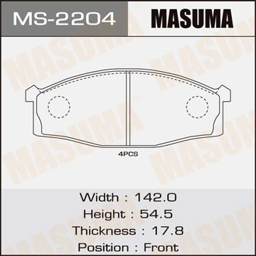 Колодки тормозные дисковые MASUMA MS-2204
